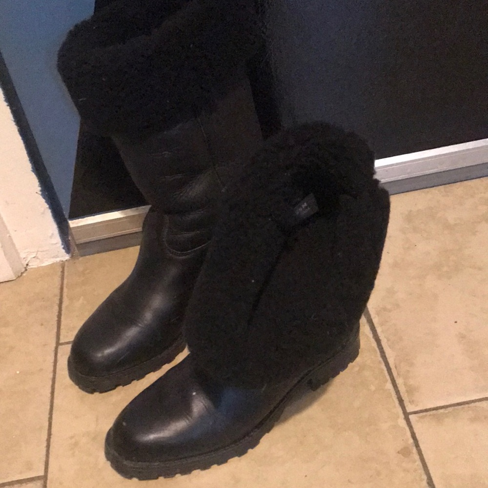 Shearling Black Leather Boots